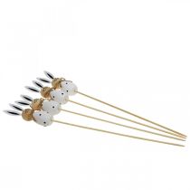 daiktų Flower Stick Rabbit Medinis Velykų zuikis Juodas/Baltas H34cm 4 vnt