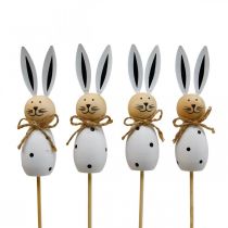 daiktų Flower Stick Rabbit Medinis Velykų zuikis Juodas/Baltas H34cm 4 vnt