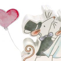 Dekoratyvinės figūrėlės pelių pora su širdelėmis 11cm x 11cm 4vnt