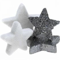 Taškinė dekoracija Kalėdinės žvaigždės pilkos/juodos Ø4/5cm 40psl