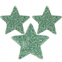 Papuošimas kalėdinėmis žvaigždutėmis žalios spalvos Ø4/5cm 40p