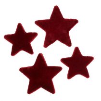 daiktų Kalėdinės puošmenos žvaigždės bordo flokuotas stalo dekoravimas 4–5cm 40 vnt
