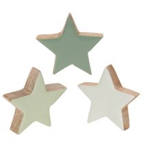 daiktų Medinių žvaigždžių dekoracijų rinkinys stalui ir palangei, 5 cm, 9 dalys