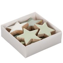 daiktų Medinių žvaigždžių dekoracijų rinkinys stalui ir palangei, 5 cm, 9 dalys
