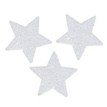 Žvaigždės baltos 6,5cm su žėručiu 36vnt