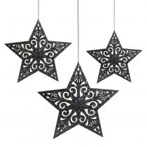 daiktų Puansetija su ornamentais sidabro pilka asorti 8cm - 12cm 9 vnt