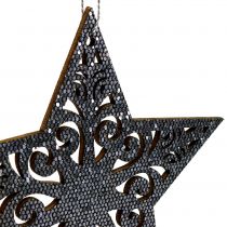 daiktų Puansetija su ornamentais sidabro pilka asorti 8cm - 12cm 9 vnt