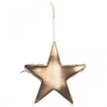 daiktų Medinė žvaigždė, skirta pakabinti gamtos liepsnojančias eglutės papuošalus H15cm