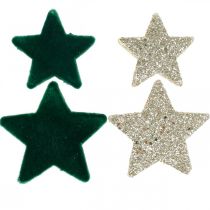 daiktų Žvaigždžių pabarstukų mišinys žalias ir auksinis Kalėdinis 4cm/5cm 40p