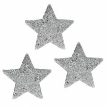 daiktų Išsklaidytos žvaigždės su blizgučiais Ø6,5cm sidabrinė 36vnt