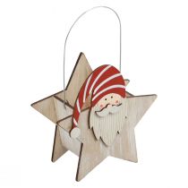 Žvaigždė iš medžio gnome raudonos baltos stalo dekoracijos 15,5×6×16,5cm
