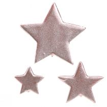 daiktų Žvaigždžių puošmena Kalėdinė rožinė Ø3/5/7cm – 2 pasirinkimas – 44 vnt.
