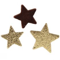 daiktų Žvaigždės išsklaidytos dekoracijos mišinys rudos ir auksinės kalėdinės dekoracijos 4cm/5cm 40vnt