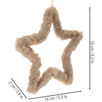 daiktų Dekoratyvinė žvaigždės formos dirbtinio kailio dekoracija pakabinimui, 30 cm, 3 dalys