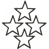 Dekoratyvinis papuošimas Kalėdų žvaigždės juodi blizgučiai Ø4cm 120p