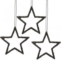 Kalėdinės dekoracijos žvaigždės pakabukas juodi blizgučiai 7,5cm 40p