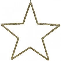 Kalėdinės dekoracijos žvaigždės pakabukas auksiniai blizgučiai 17,5cm 9vnt