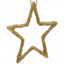 Kalėdų puošmena žvaigždės pakabukas auksiniai blizgučiai 7,5cm 40p