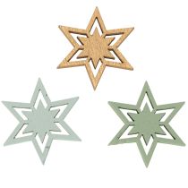 daiktų Įvairūs mediniai žvaigždžių formos žaisliukai stalo dekoravimui ir rankdarbiams, 3 cm, 72 vnt.