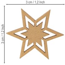 daiktų Įvairūs mediniai žvaigždžių formos žaisliukai stalo dekoravimui ir rankdarbiams, 3 cm, 72 vnt.