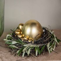 daiktų Stručio kiaušinio puošmena išpūsta Velykų puošmena auksinė Ø12cm H14cm