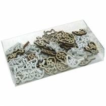 daiktų Išbarstytas papuošimas zuikiams, viščiukams ir paukšteliams medinė Velykinė dekoracija barstymui 72 vnt.