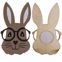 daiktų Taškinė dekoracija medinis triušis su akiniais rudi balti 2,5×4,5cm 48psl