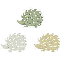 daiktų Taškinė apdaila medinė ežiuko dekoracija žalia ruda balta 4x3cm 72 vnt