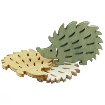 daiktų Taškinė apdaila medinė ežiuko dekoracija žalia ruda balta 4x3cm 72 vnt