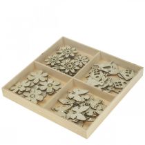 daiktų Išsklaidyta apdaila mediena, išbarstyti gabalai pavasario Velykos balta 2-4cm 64psl