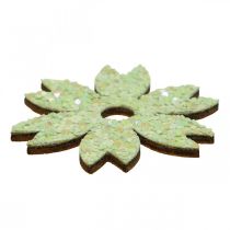 Dekoratyvinės dekoracijos medinės skeveldros Pavasarinės Velykos Žalia 2–4cm 64psl
