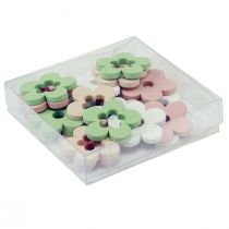 daiktų Taškinė apdaila medinės gėlės stalo puošmena spalvota 2 motyvai Ø3cm 24 vnt