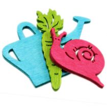 daiktų Išsklaidyta dekoracija medinės figūrėlės ąsotis sraigė morka 4cm - 6cm 72 vnt