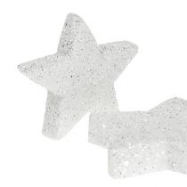 Išmėtytos žvaigždės baltos su žėručiu 4-5cm 40vnt