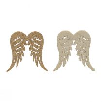 daiktų Taškinė dekoracija Kalėdiniai mediniai angelo sparnai blizgučiai 3×4cm 72psl