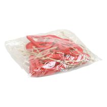 daiktų Medinės širdelės dekoratyvinė kabykla medžio apdaila raudona 6/8/10/12cm 16 vnt