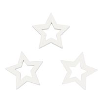 Papuošimas išbarstytas Kalėdų žvaigždės baltos medinės žvaigždės Ø4cm 54vnt