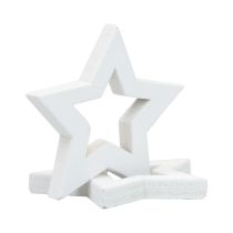 Papuošimas išbarstytas Kalėdų žvaigždės baltos medinės žvaigždės Ø4cm 54vnt