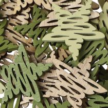 daiktų Išmėtytos detalės žvaigždės gamtos žalia kalėdinė mediena Ø4cm 72 vnt