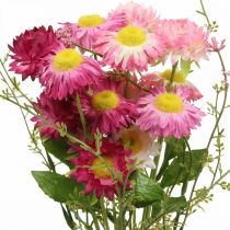 daiktų Rhodanthe Rosa-Pink Šilkinės Gėlės Dirbtinis Augalas Šilko Gėlių Puokštė Dekoratyvinės Gėlės 46cm