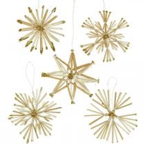 Straw Stars Glitter Gold Rinkinys Kalėdų dekoracijos Ø8cm 24vnt
