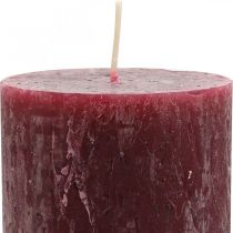 daiktų Vienspalvių žvakių stulpai Rustic Burgundy 80×110mm 4 vnt