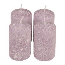 Stulpinės žvakės žieminės Kalėdinės žvakės violetinės 60×100mm 4vnt