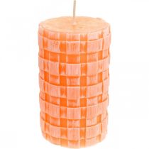 Kaimiškos žvakės, stulpinės žvakės krepšelio raštas, oranžinės vaško žvakės 110/65 2vnt