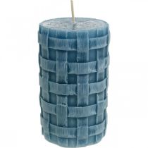 Stulpinės žvakės mėlynos, vaško žvakės Rustic, žvakės su pintu raštu 110/65 2vnt