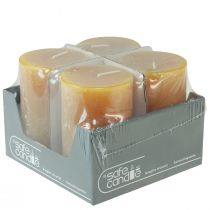 daiktų Advento žvakės, geltonos kaimiškos, 70/110 mm, 4 vnt. - vienspalvės kolonėlės atmosferinėms kalėdinėms dekoracijoms