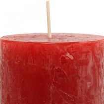 Stulpinės žvakės Rustic Colored Advento žvakės raudonos 70/110mm 4vnt