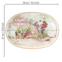 daiktų Ovalus padėklas su rankena Fresh Garden Vintage 39x27x3,5cm