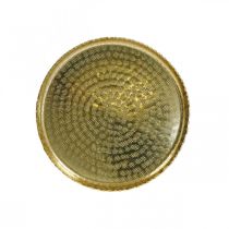 Orientinis-optinis padėklas, auksinė dekoratyvinė plokštelė, metalinė apdaila Ø18,5cm