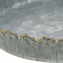 Dekoratyvinis padėklas metalinis, stalo apdaila, lėkštė dekoravimui sidabro/aukso Ø18,5cm H2cm